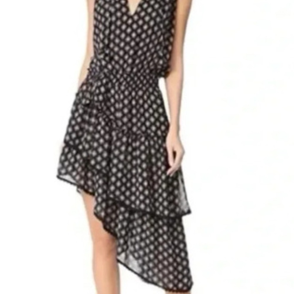 Misa Los Angeles Minka Black Laois Eye Asymmetrical Dress